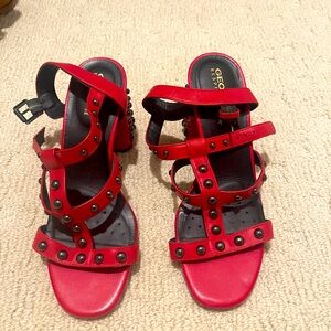 Red Geox studded strappy sandals!